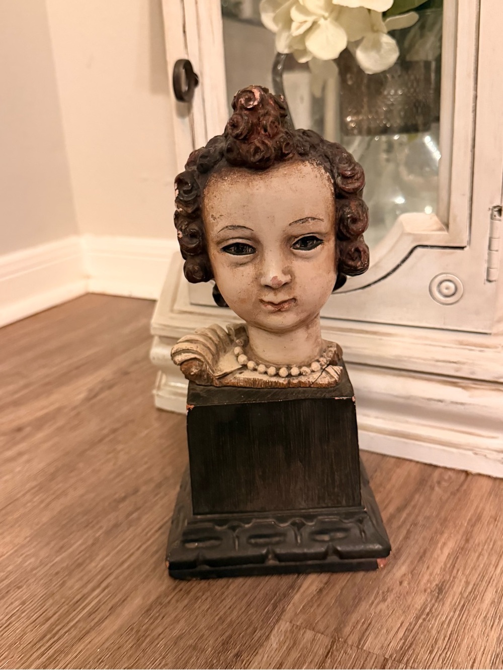 Vintage Bust Baroque Child Cherub Figure Sculpture 11” Signed Jo Mead 1919-2000